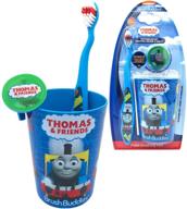 🦷 thomas premium soft bristle toothbrush set - manual toothbrush, cover cap, rinsing cup for kids - ideal birthday gifts and party favors for boys and girls logo