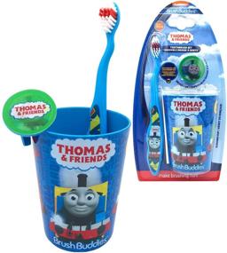 img 4 attached to 🦷 Зубная щетка Thomas Premium Soft Bristle Toothbrush Set - набор из ручной зубной щетки, защитного крышечки и полоскательной чашки для детей - идеальный подарок на день рождения и предметы праздничного настроения для мальчиков и девочек.