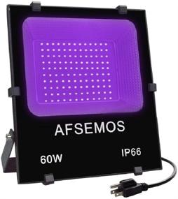 img 4 attached to 🌈 AFSEMOS 60W LED Black Light Floodlight Plug-in - IP66 Waterproof for Parties, Birthdays, Glow in The Dark, Stage Lighting, Poster Fluorescent Effect, Curing - High Power