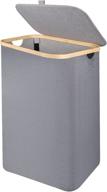 🧺 convenient and stylish 87l laundry hamper with lid - collapsible bamboo basket with removable bag, waterproof design for bathroom and bedroom logo