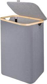 img 4 attached to 🧺 Convenient and Stylish 87L Laundry Hamper with Lid - Collapsible Bamboo Basket with Removable Bag, Waterproof Design for Bathroom and Bedroom