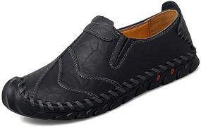 img 4 attached to Awanxy Loafers Leather Driving Stitching Men's Shoes and Loafers & Slip-Ons