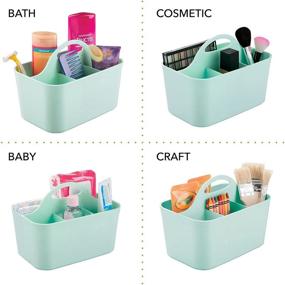 img 1 attached to mDesign Nursery Storage Caddy Tote – Divided Bin with Handle for Kids – Holds Baby Bottles, Spoons, Bibs, Pacifiers, Diapers, Wipes, Lotion – Small Size – Lumiere Collection – Mint Green