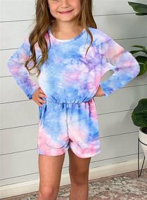img 2 attached to 🌈 Sidefeel Girl Tie Dye Print Romper Jumpsuit: Stylish Summer Outfit Set for Sizes 4Y-13Y