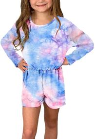 img 3 attached to 🌈 Sidefeel Girl Tie Dye Print Romper Jumpsuit: Stylish Summer Outfit Set for Sizes 4Y-13Y