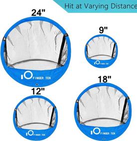 img 3 attached to FINGER TEN Enhanced Golf Chipping Practice Net with Mat Set - 24'' 18'' 12'' 9'' Indoor Backyard Hitting Nets for Target Practice - Including Pop Up Net, Target Mat, 12''×24'' Rubber Tees and Foam Balls