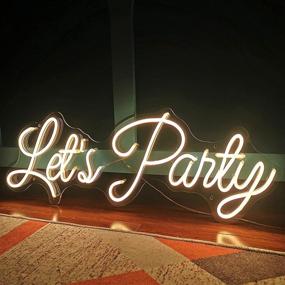 img 3 attached to 🎉 Let's Party LED Neon Light Sign: Vibrant and Versatile Wall Decor for Bedroom, Bar, Club - Ideal for Birthdays, Weddings, or Home Decoration (Warm White)