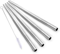 🥤 alink stainless steel smoothie straws: 9" x 8mm (set of 4) - includes cleaning brush logo