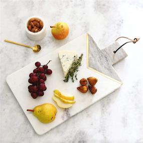 img 1 attached to Modern Boho Marble Cutting Board with Brass Inlay for Cheese Boards or Charcuterie Serving Trays - Main + Mesa Kitchen Essentials, White and Gray, Medium Size, Model EC0683