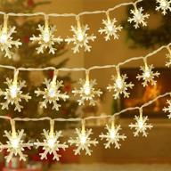 🎄 roberly 32.8 feet 80 led snowflake string lights for christmas, winter fairy lights battery operated waterproof for patio party bedroom home decor indoor outdoor xmas tree decorations in warm-white логотип