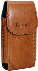 img 4 attached to 📱 Hengwin Genuine Leather Samsung Note 20 Ultra Holster - Premium Cell Phone Carrying Pouch with Belt Clip for Samsung S20 Ultra, S9 Plus, S8 Plus, Note 10, 9, 8, 5, 4 - Brown (Fits Phone with Case)