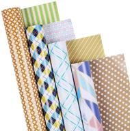 🎁 versatile and eco-friendly all occasions reversible wrapping paper - 24 roll sheets - neutral patterns for men and women, geometric, checkered, plaid, and marble designs - 17.5 x 27.5 inches logo