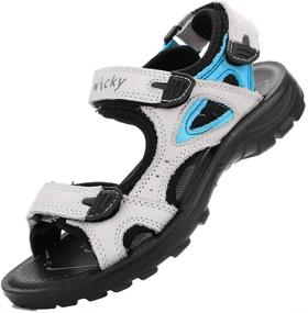 img 4 attached to 👣 DADAWEN Adjustable Leather Outdoor Sandals - Perfect Boys' Shoes for Sandals!