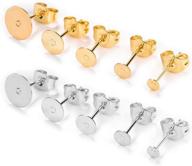 obsede 200-piece stainless steel earring posts with backs for earring making - 5 sizes, golden & silver colors logo