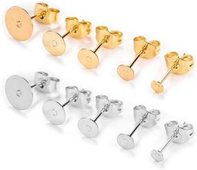 img 4 attached to OBSEDE 200-Piece Stainless Steel Earring Posts with Backs for Earring Making - 5 Sizes, Golden & Silver Colors