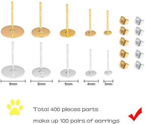 img 1 attached to OBSEDE 200-Piece Stainless Steel Earring Posts with Backs for Earring Making - 5 Sizes, Golden & Silver Colors