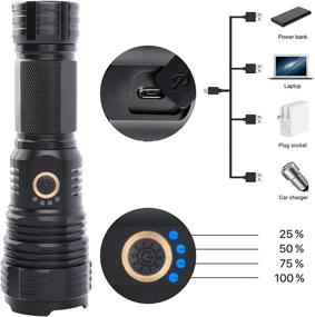 img 2 attached to High Lumens Rechargeable LED Flashlights - 90000 Lumens Super Bright Tactical Flashlight with 5 Light Modes, Zoomable, Waterproof for Hiking, Camping, and Cycling (Black)