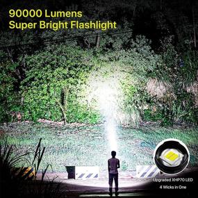 img 3 attached to High Lumens Rechargeable LED Flashlights - 90000 Lumens Super Bright Tactical Flashlight with 5 Light Modes, Zoomable, Waterproof for Hiking, Camping, and Cycling (Black)