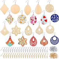 🪵 296-piece unfinished wooden dangle earring set - 48 blank teardrop pendants with earring hooks, 200 jump rings for diy earrings in 10 natural wood styles logo