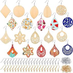 img 4 attached to 🪵 296-Piece Unfinished Wooden Dangle Earring Set - 48 Blank Teardrop Pendants with Earring Hooks, 200 Jump Rings for DIY Earrings in 10 Natural Wood Styles