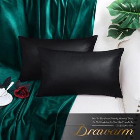 img 3 attached to 🛋️ Pack of 2 Black Faux Leather Throw Pillow Covers Cases, 12 X 20 Inches for Living Room, Garden, Couch, Bed, Sofa, Chair - Decorative Pillows Couch