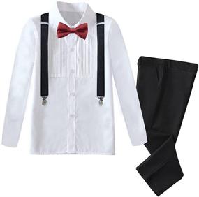 img 4 attached to Toddler Boys' Formal Outfit: Stylish Suspender Suits for Special Occasions