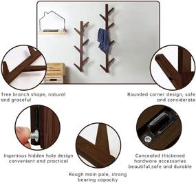 img 3 attached to 🎋 Bamboo Wall Mounted Coat Rack with Tree Branch Design - 6 Hooks Entryway Hat Rack Hanger for Clothes, Scarves, Bags, Handbags