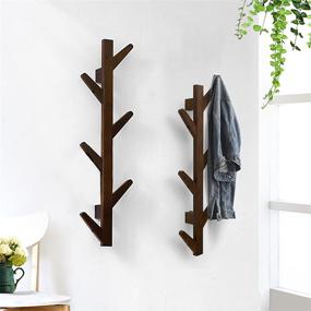 img 2 attached to 🎋 Bamboo Wall Mounted Coat Rack with Tree Branch Design - 6 Hooks Entryway Hat Rack Hanger for Clothes, Scarves, Bags, Handbags