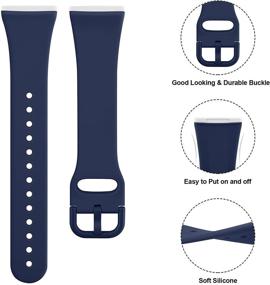 img 3 attached to 🖤 3-Pack Slim Silicone Bands for Fitbit Versa 3/Sense - Replacement Sport Wristbands in Black, Navy Blue, Grey