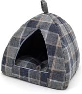 🐶 plaid linen pet tent bed for dogs and cats, 16"x16"x14" - best pet supplies logo