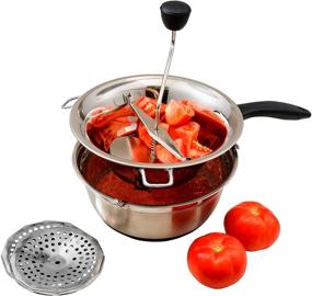 img 3 attached to Bezrat Stainless Steel Food Mill with Mixing Bowl - Perfect for Tomato Sauce, Applesauce, Puree, Mashed Potatoes, Jams, and Baby Food - Includes Mixing Bowl and 3 Grinding Milling Discs