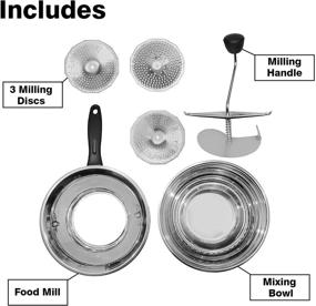 img 1 attached to Bezrat Stainless Steel Food Mill with Mixing Bowl - Perfect for Tomato Sauce, Applesauce, Puree, Mashed Potatoes, Jams, and Baby Food - Includes Mixing Bowl and 3 Grinding Milling Discs