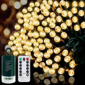 img 4 attached to TURNMEON 66Ft 200 LED Christmas String Lights Decoration Timer Remote 8 Modes Battery Operated Green Wire Waterproof Christmas Decoration Home Indoor Outdoor Xmas Tree Yard Garden Patio(Warm White)