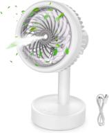 usb desk fan with misting, rechargeable & portable - 3 speed personal table fan for home and office (white) логотип