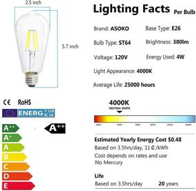 img 3 attached to Enhanced Aesthetic: Daylight Dimmable Squirrel Filament 4W 4000K - 6Pack