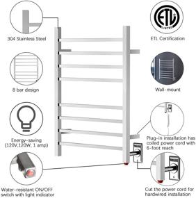 img 1 attached to 🔥 HEATGENE Towel Warmer: Ultimate Bathroom Luxury with Wall-Mounted Heating Rack, Hardwired/Plug-in Electric Towel Warmers - Mirror Polish