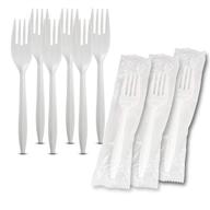 🍴 100-pack of individually wrapped single-use plastic forks, ideal for take-out or on-the-go, by mt products - medium weight logo