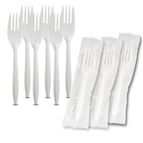 img 4 attached to 🍴 100-Pack of Individually Wrapped Single-Use Plastic Forks, Ideal for Take-Out or On-The-Go, by MT Products - Medium Weight