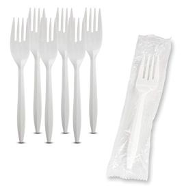 img 1 attached to 🍴 100-Pack of Individually Wrapped Single-Use Plastic Forks, Ideal for Take-Out or On-The-Go, by MT Products - Medium Weight