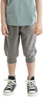 👖 cunyi boys' 3/4 capri jogger pull-on pants: comfortable drawstring workout shorts with pockets logo