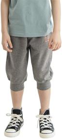 img 4 attached to 👖 CUNYI Boys' 3/4 Capri Jogger Pull-On Pants: Comfortable Drawstring Workout Shorts with Pockets