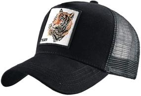 img 4 attached to 🧢 Unisex Animal Mesh Trucker Hat with Snapback - Square Patch Baseball Caps