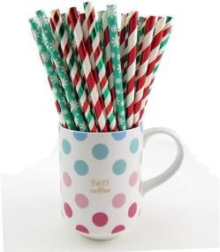 img 3 attached to Christmas Paper Straws for Drinking: Snowflakes, Candy Canes & Green/Red Stripes - Pack of 75