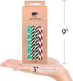 img 2 attached to Christmas Paper Straws for Drinking: Snowflakes, Candy Canes & Green/Red Stripes - Pack of 75