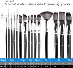 img 1 attached to 🖌️ Набор художественных кистей AFAN - 15 размеров для акриловых, масляных, акварельных красок, моделирования лица в комплекте с чехлом и в подарок: краскораспределитель, пудра для лица, наклейки для эскизов.
