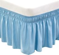 🛏️ sky blue capaniel wrap around bed skirt - queen size bed - 18" drop - easy fit - adjustable elastic belt - wrinkle free - fade resistant - dust ruffles with enhanced seo logo