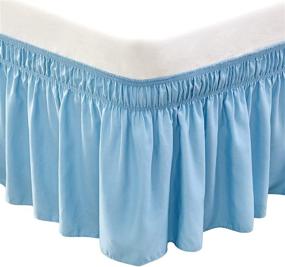 img 4 attached to 🛏️ Sky Blue Capaniel Wrap Around Bed Skirt - Queen Size Bed - 18" Drop - Easy Fit - Adjustable Elastic Belt - Wrinkle Free - Fade Resistant - Dust Ruffles with Enhanced SEO