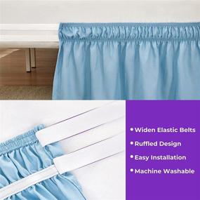 img 1 attached to 🛏️ Sky Blue Capaniel Wrap Around Bed Skirt - Queen Size Bed - 18" Drop - Easy Fit - Adjustable Elastic Belt - Wrinkle Free - Fade Resistant - Dust Ruffles with Enhanced SEO