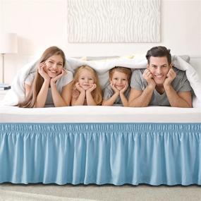 img 2 attached to 🛏️ Sky Blue Capaniel Wrap Around Bed Skirt - Queen Size Bed - 18" Drop - Easy Fit - Adjustable Elastic Belt - Wrinkle Free - Fade Resistant - Dust Ruffles with Enhanced SEO