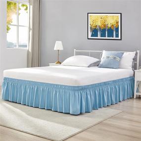 img 3 attached to 🛏️ Sky Blue Capaniel Wrap Around Bed Skirt - Queen Size Bed - 18" Drop - Easy Fit - Adjustable Elastic Belt - Wrinkle Free - Fade Resistant - Dust Ruffles with Enhanced SEO